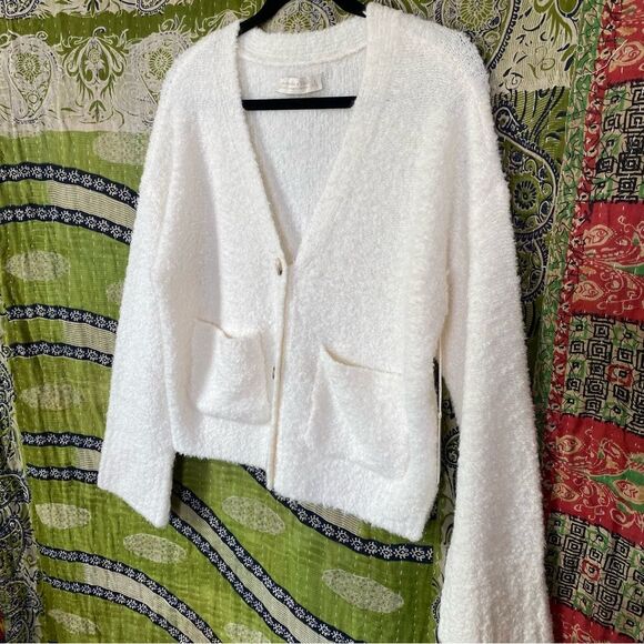 NWT Abercrombie and Fitch Lounge Ivory Boucle Wool Blend Cardigan Size Small - Picture 9 of 16